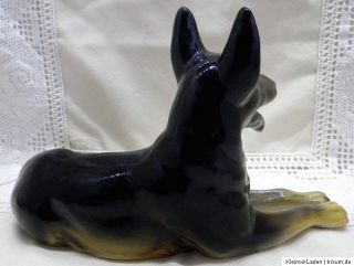 alte Porzellan Figur Schäferhund gemarkt Schere 1896 L22cm