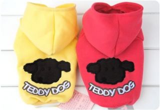 New Teddy Pet Dog Cat Hoodie Clothes Coat Red Yellow