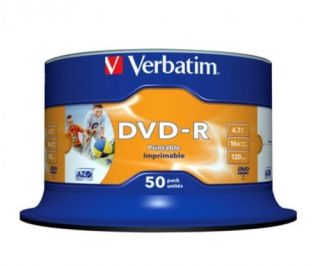 100 Verbatim DVD R full photo printable 4,7GB inkl GEMA