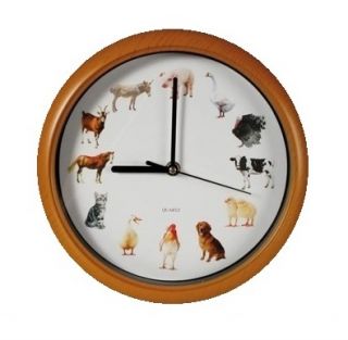 Wanduhr mit Tierstimmen vom Bauernhof Wand Uhr Tiere D ca.25cm NEU