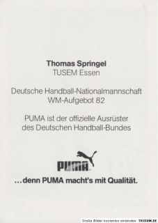 Thomas Springel Deutscher Handball Bund AK 1982 TOP Original Signiert