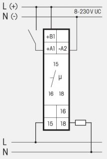 B1–A2(N)  ständige Versorgungsspannung für Funktionsebene 1, 8