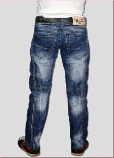 Hot Style Blue Washed Männer Jeans mit breiten Nähten