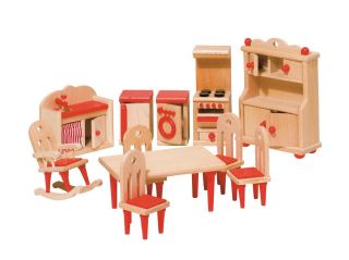 Puppenhausmöbel Küche rot,Goki,Holz,Puppenhaus,Puppenstubenmöbel