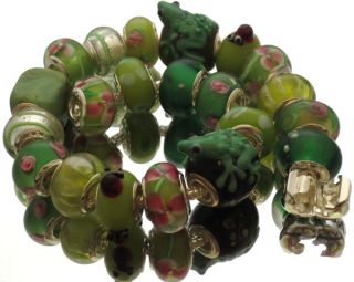 1A Ware 22 Stk. European Mix Murano Glas Beads 2012 restposten green