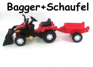  Traktor Kindertraktor mit Schaufel Kinderbagger Bagger rot 716 d NEU