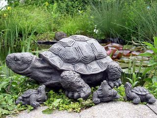 Steinfigur Schildkröte Gartenfiguren Teich Tierfiguren