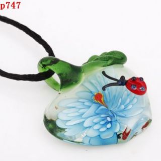 new handmade apple lampwork Murano art glass beaded pendant necklace