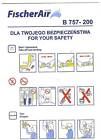 Safetycard Airtours Boeing 757 G WJAN