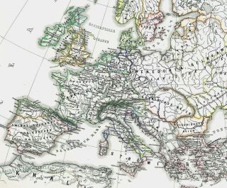 alte Landkarte EUROPA Europe 768   814 Karl der Große   Karte 1874