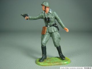Elastolin Wehrmacht Soldat Offizier m. Pistole Kunststoff 7 cm Figur