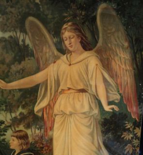 antikes großes Engelbild Schutzengel Schutzengelbild
