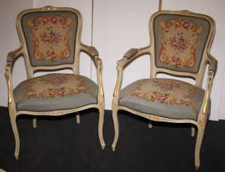 Sessel Creme   Weiß Chippendale Shabby Chic Gobelin verm. Warrings