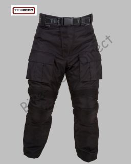 CE Armoured Waterproof Police Style Black Motorcycle Bike Trousers