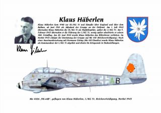 Kampfgeschwader 51 ; Klaus Häberlen; Me 410A ; Orig. Signatur; RK