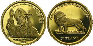 B789 Kongo 20 Francs 2003 Gold Papst Paul II.