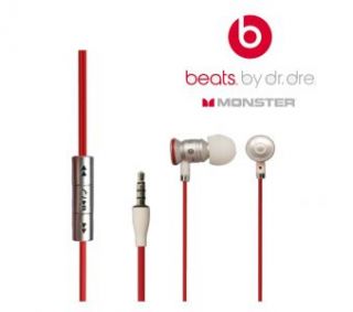 Original Monster Beats In Ear by Dr. Dre White Red Apple Iphone 4S 4