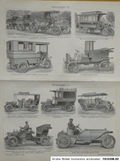 Motorwagen, Auto, Mercedes, Adler, Holzstich 1905, M6 Xylographie