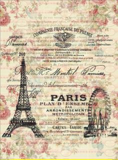 Nostalgie Paris Schrift Blumen Rose auf A4 NO. 822 Vintage