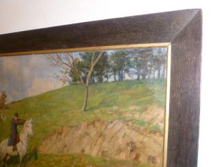 Altes Öl Gemälde Leinwand signiert Jugendstil Rahmen Bild Jagdmotive