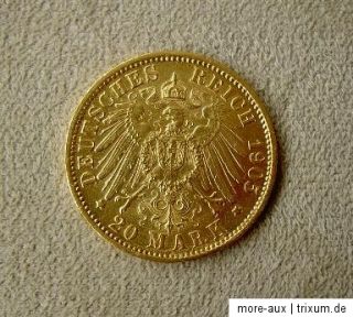 Goldmünze Deutsches Reich 1905 Wilhelm II Wuerttemberg F Gold