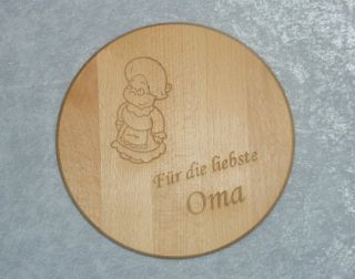 Frühstücksbrett Oma Opa Brotbrett rund Ø 22 cm Holz mit Gravur