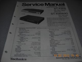 Technics ST K808 FM/AM Stereo Tuner Preamplifier Service Manual