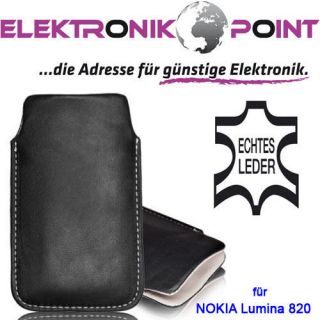 Slim Tasche Handy Ledertasche Gr Echt Leder für Nokia Lumina 820