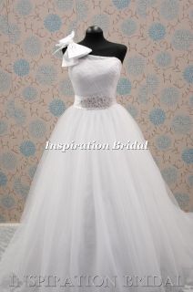 Wedding dress bridal wear 1286 one shoulder bow tulle princess