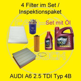 Filter Set mit Öl Inspektionspaket AUDI A6 4B 2.5TDI