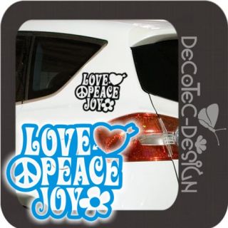 A855 2er SET Love Peace Joy Autoaufkleber Flower Power