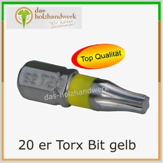 20 Torx Bit gelb, TX 20 1/4 x 25 mm, Bits Profi Qualität Befestigung