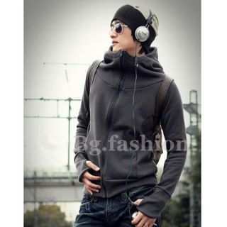 Fashion Mens Casual Zip Up Hooded Jacket Slim Hoodie Coat 4 Colors XS