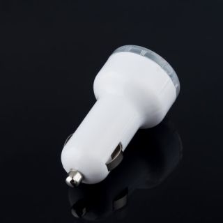 This is White 2 Port Universal Mini USB Car Charger Adapter, For iPad