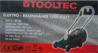 TOOLTEC Elektro Rasenmaeher 1000 Watt Schnittbreite 35mm 3