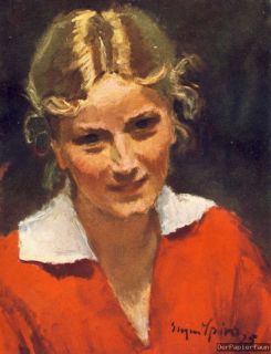 Bildnis Eugen Spiro Mädchen Breslau blond Gemälde