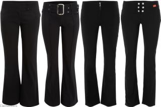 Ladies Black Stretch Womens Hipster Trousers Sizes 6 16