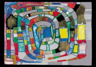 Kunstkarte Friedensreich Hundertwasser silver spiral