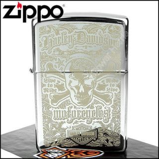 Zippo Feuerzeug, Harley Davidson Skull Live to Ride, NEU, OVP