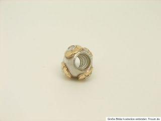 Original Pandora Bead 14kt Gold Nr. 790207CZ Charm Bicolor Blume