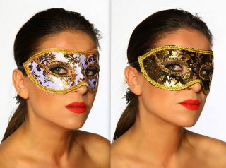 Venezianische Maske florale Muster gold / schwarz gold / weiß #11850
