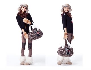 Handtasche Farbe Grau Braun Damentasche schwarze Katze Shopper Bag