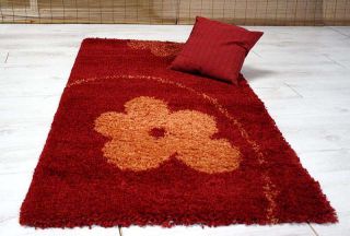 Teppich Langflor, Hochflor, Blume, Bordeaux, rot, orange 133x190cm NEU