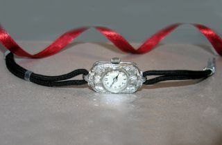 PLATIN Diamantuhr Diamanten Armbanduhr ART DECO Uhr Watch Diamonds