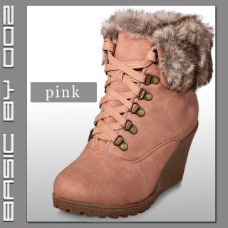 Damen Keilabsatz Winter Hidden Wedges Stiefel Stiefelette Schuhe Ankle