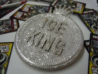 ICE KING Fully Iced Out BIG HEAVY Pendant 925 Sterling Silver