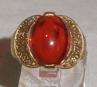Theodor Fahrner Ring Gr. 51,5 aus 925 Silber vergoldet mit rotem Stein