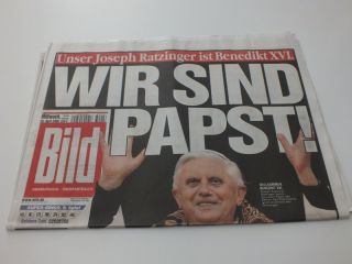 Wir sind Papst Bild Zeitung Original v. 20.04.2005 Papst Benedikt XVI