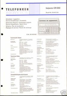 Telefunken Original Service Manual Bajazzo CR 950