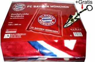 FCB FC Bayern München Acryldecke Velourdecke Kuscheldecke + Gratis DE